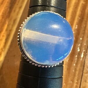 2106 Stunning Translucent Blue Opaline Silver Women's Ring